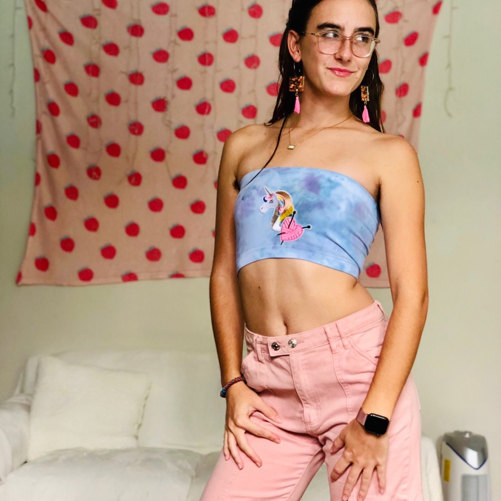 unicorn and skull crop tops